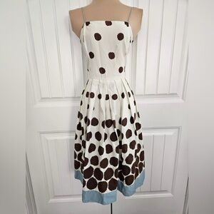 Willow Glen New York Retro 50's Style Dress Size 8 Ivory Blue And Brown. B3